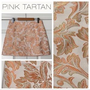 NWOT Sz 2 Orange/Gold/Cream Shimmer Brocade Mini